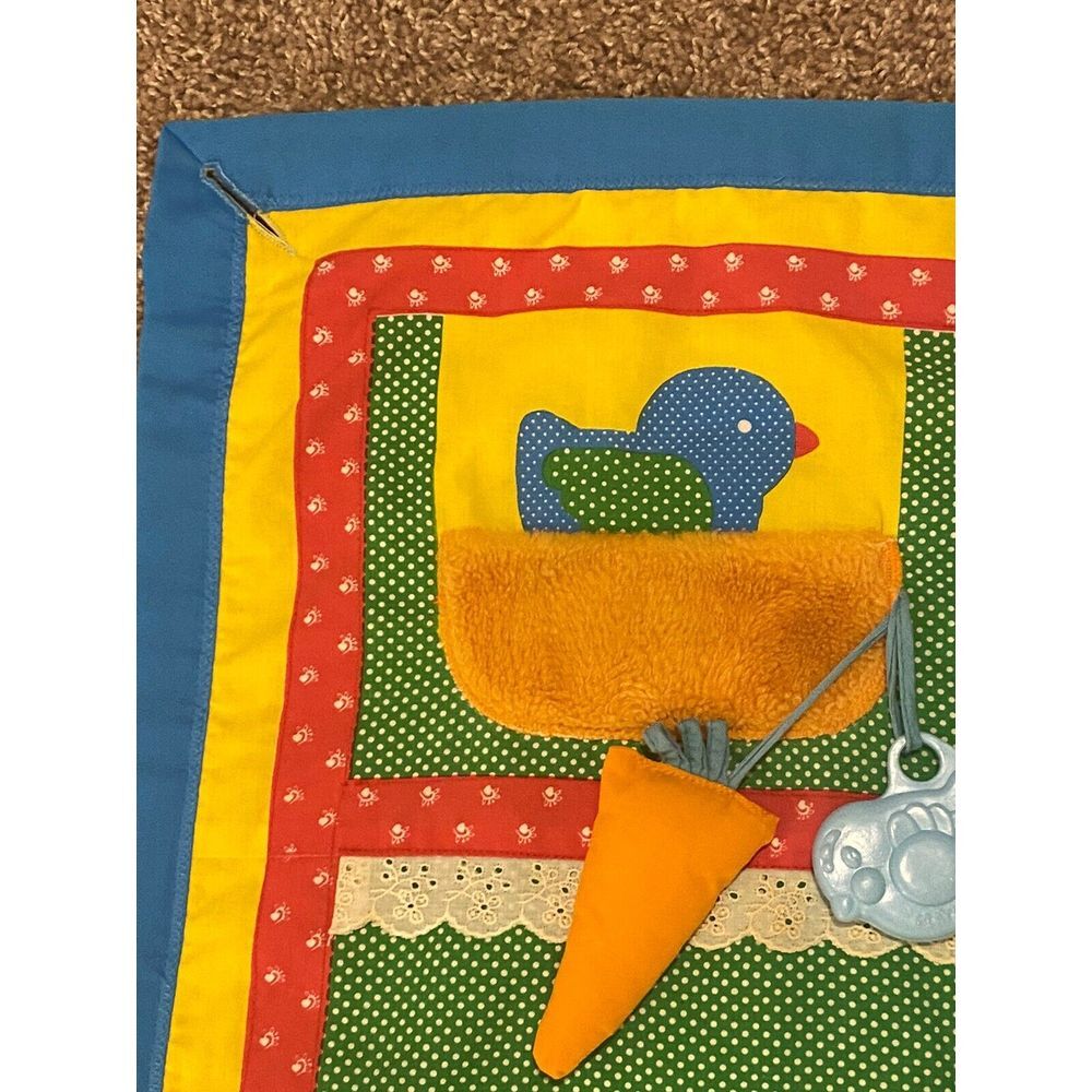 VTG Baby Blanket PlayMat Playskool 1986 Tummy Time Mirror Bright 80s Play Mat